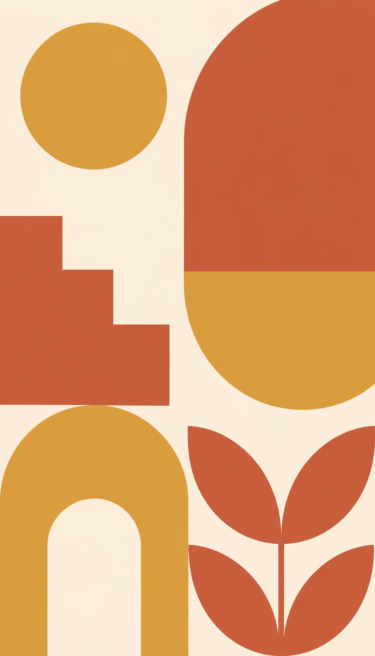 Bauhaus Bloom — Abstract 2D phone wallpaper