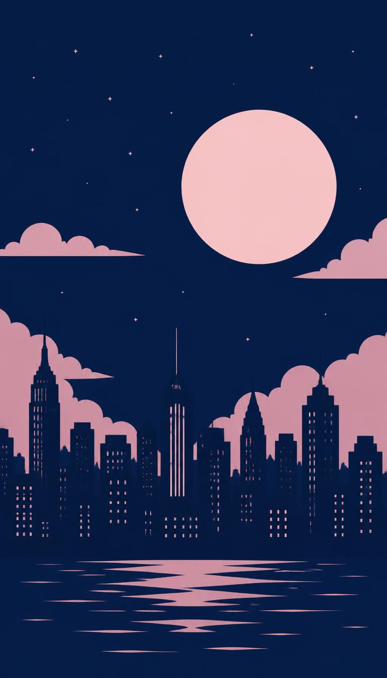 Moonlit City — Cityscapes 2D phone wallpaper