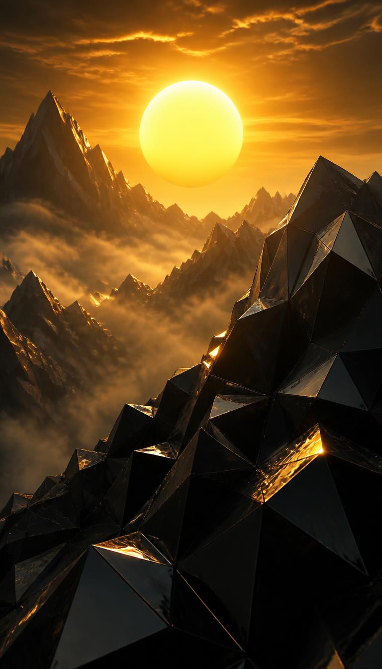 Obsidian Peaks — Nature 3D phone wallpaper