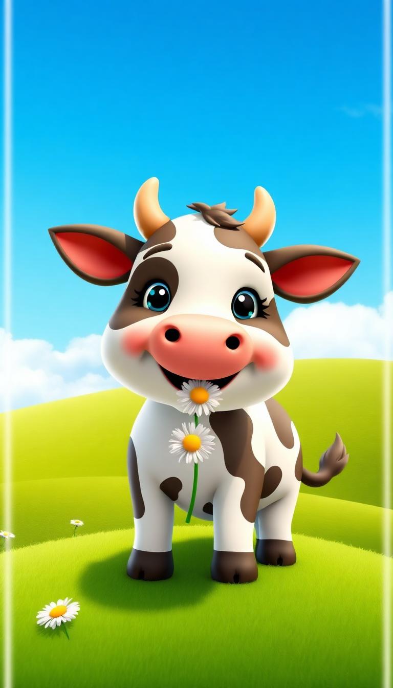 Happy Cow — Cartoon Animals 3D phone wallpaper