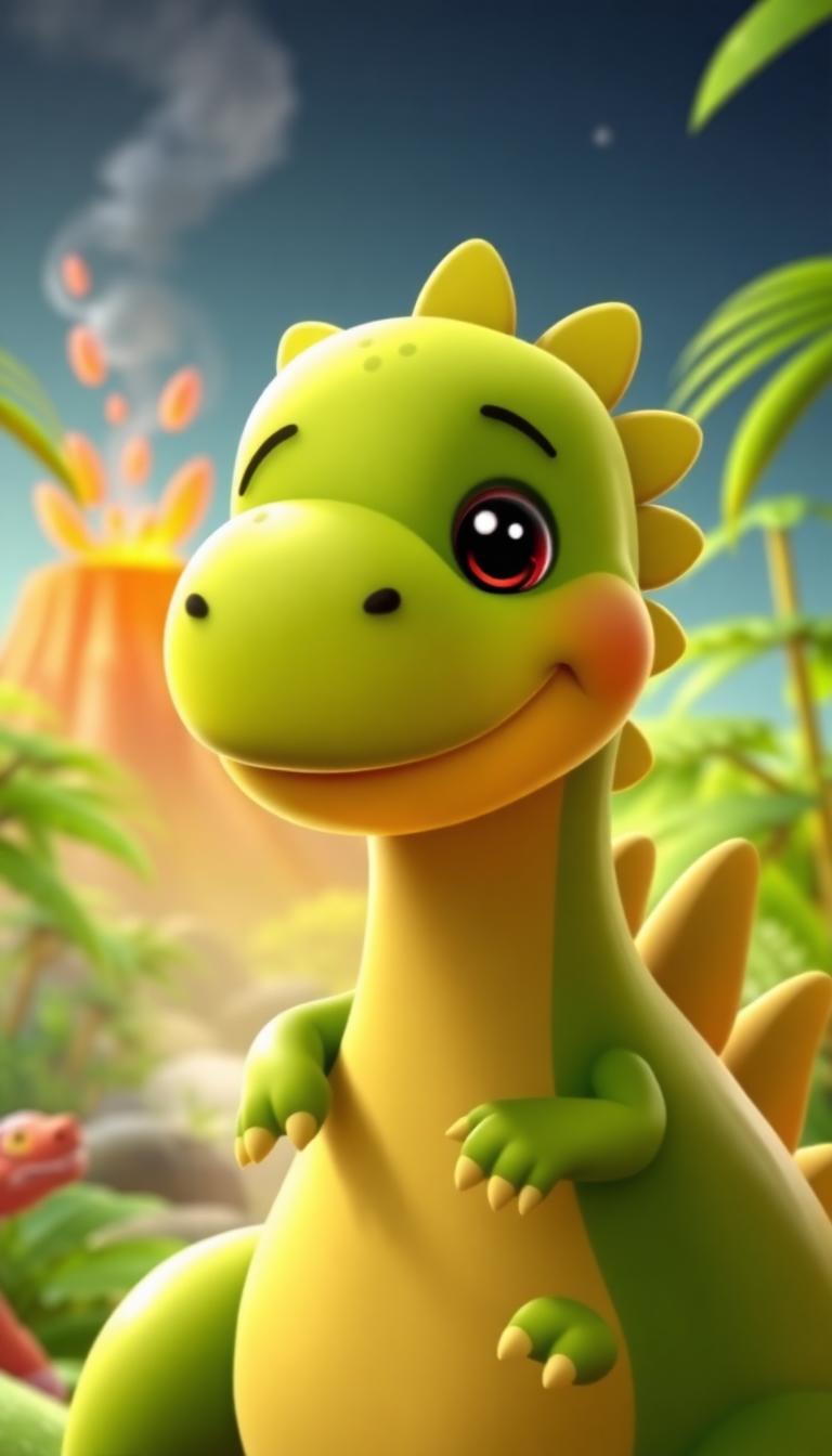 Friendly Dino — Cartoon Animals 2D phone wallpaper