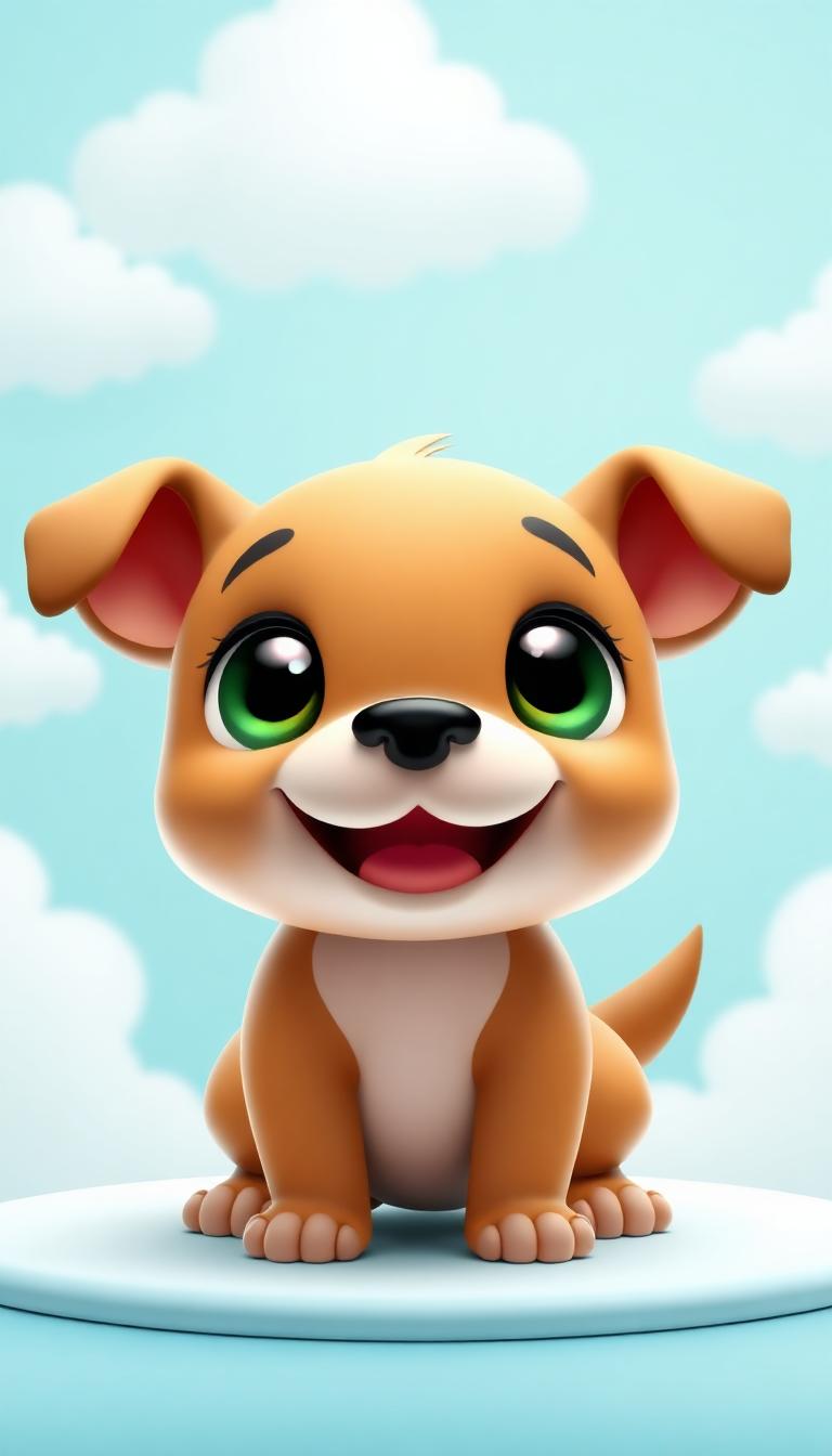 Golden Pup — Cartoon Animals 3D phone wallpaper