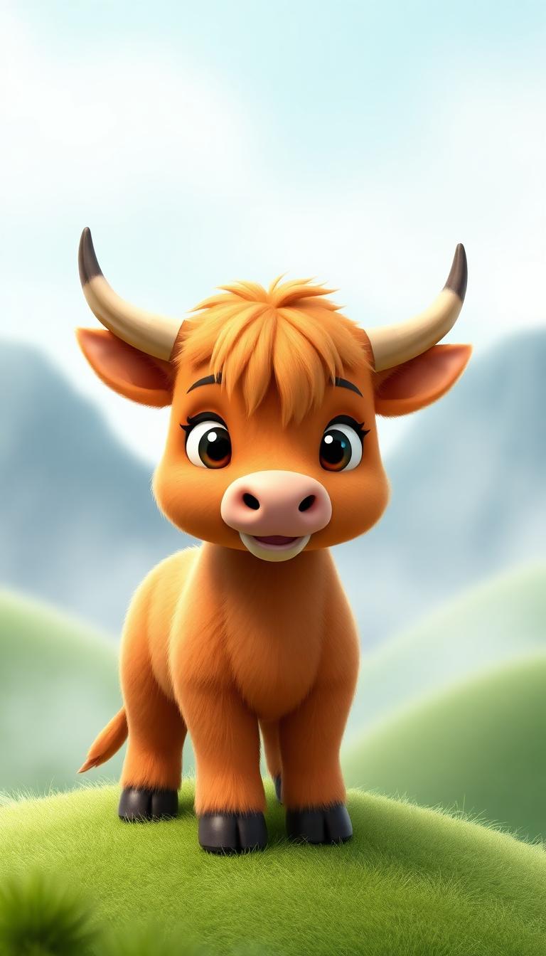 Fluffy Highland — Cartoon Animals 2D phone wallpaper