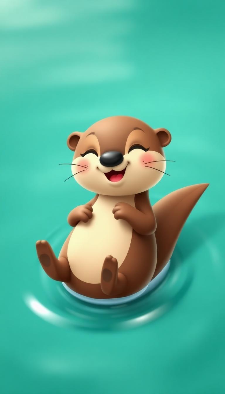 Playful Otter — Cartoon Animals 2D phone wallpaper