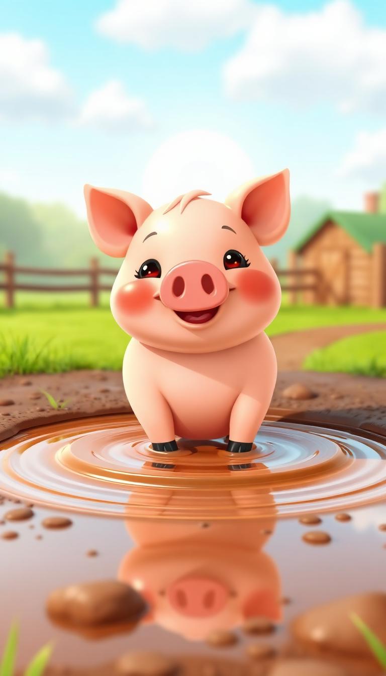 Cheeky Piglet — Cartoon Animals 3D phone wallpaper
