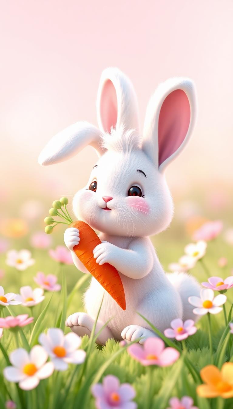 Carrot Bunny — Cartoon Animals 4D phone wallpaper