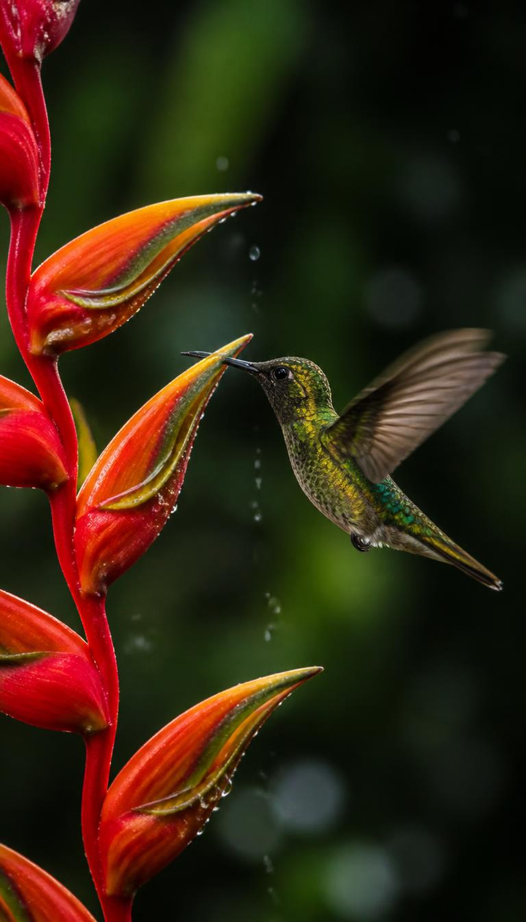 Hummingbird Bloom — Animals 3D phone wallpaper