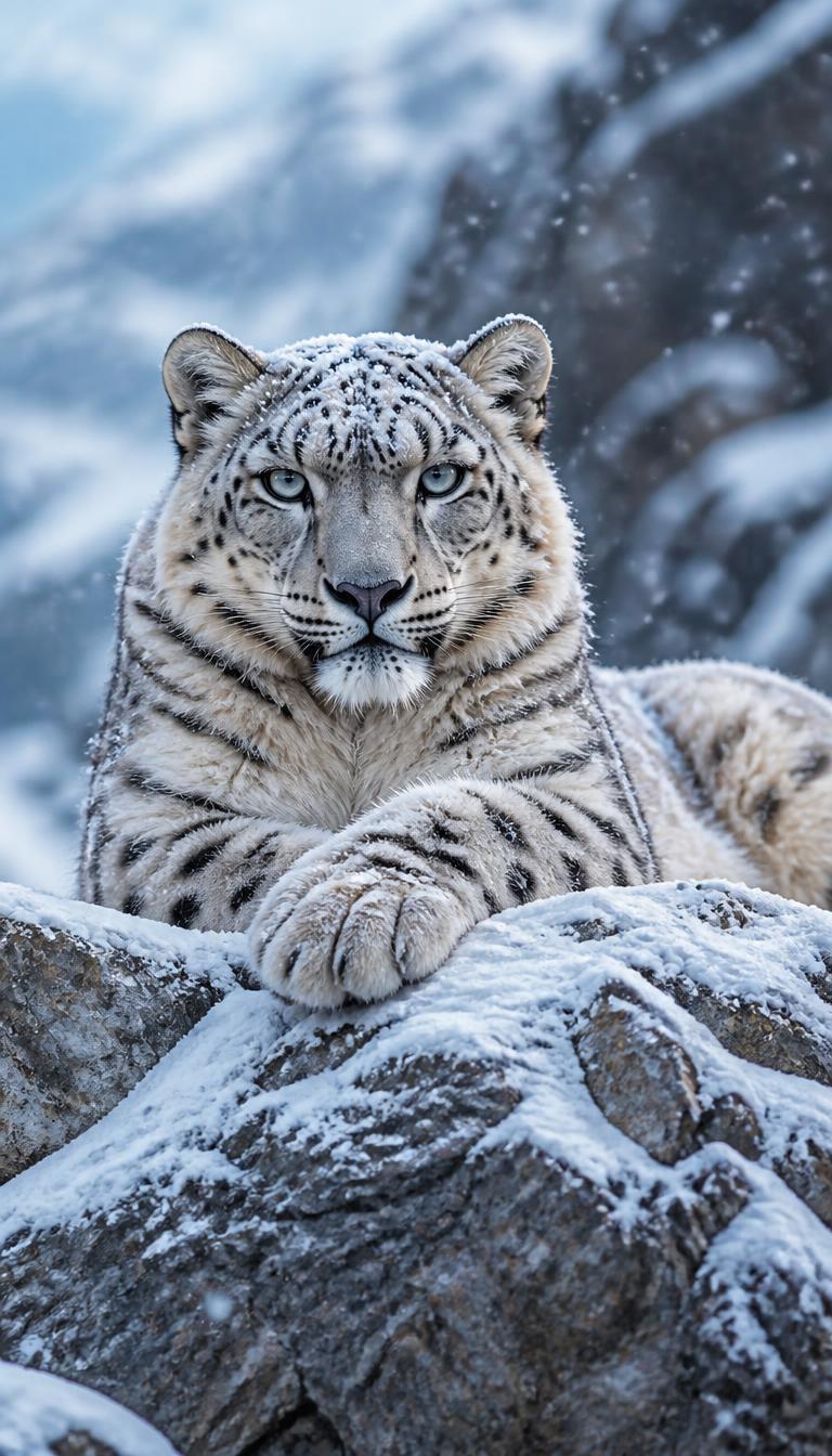 Snow Leopard — Animals 3D phone wallpaper