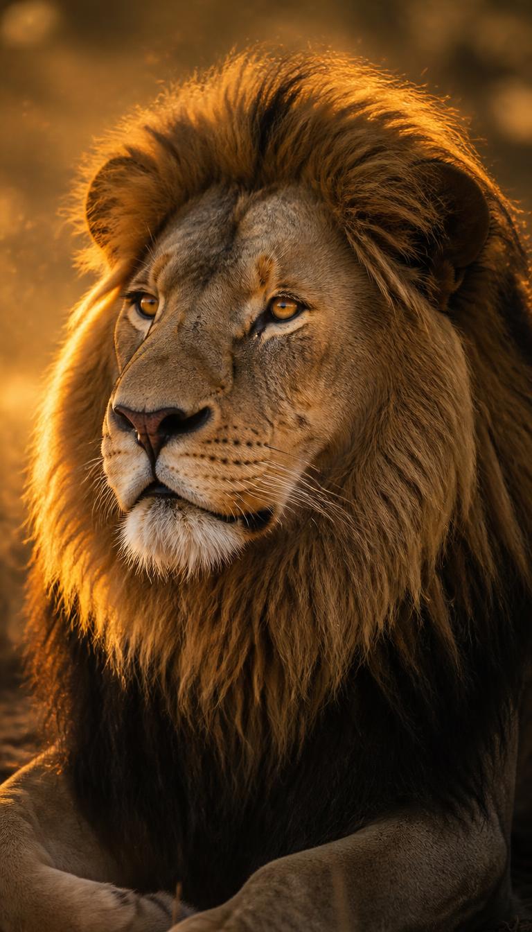 Lion Golden Hour — Animals 4D phone wallpaper