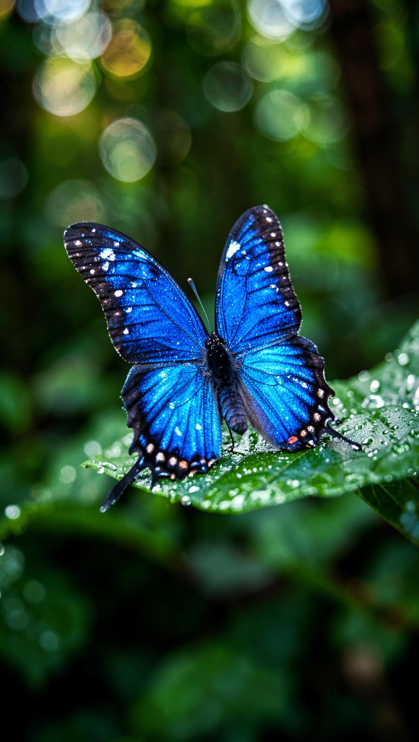 Blue Morpho Dew — Butterflies 4D phone wallpaper