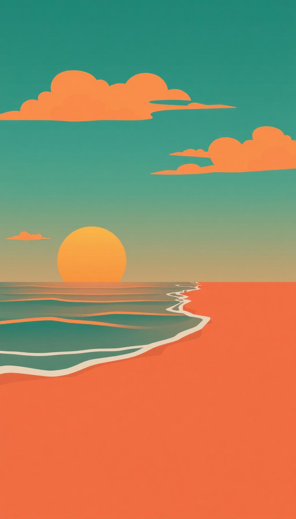 Sunset Shore — Beach 2D phone wallpaper