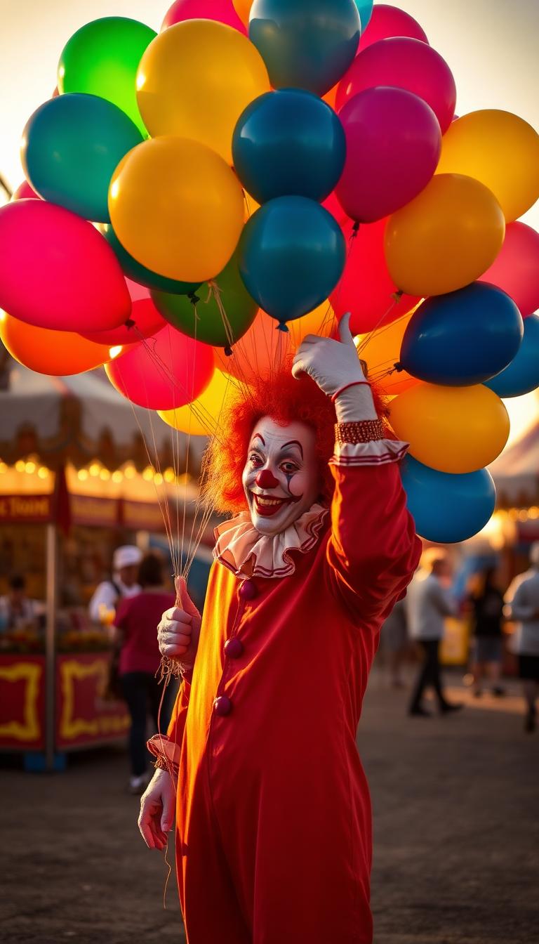Balloon Parade — Clowns 4K phone wallpaper