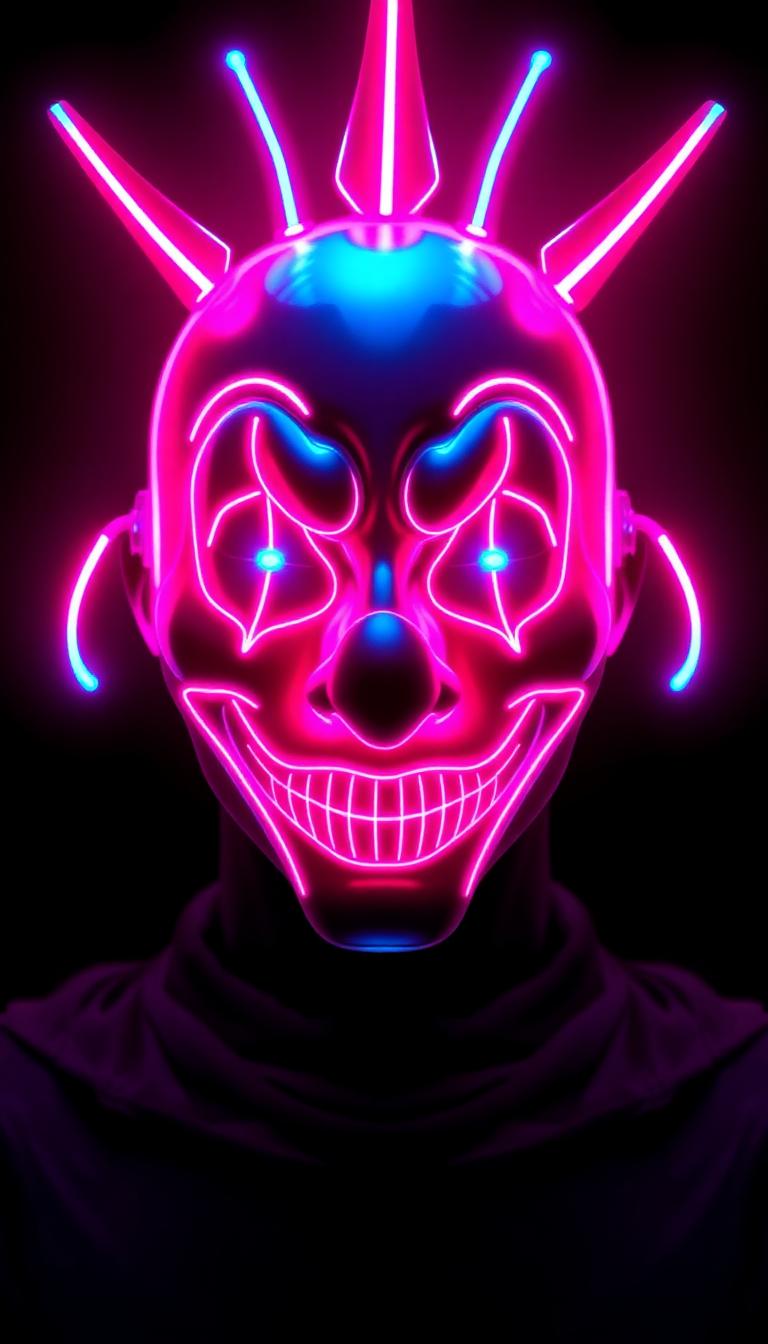 Neon Jester Mask — Clowns 4D phone wallpaper