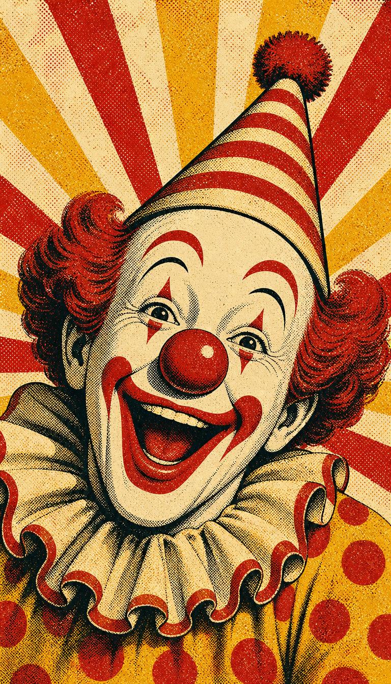 Retro Circus Print — Clowns 2D phone wallpaper
