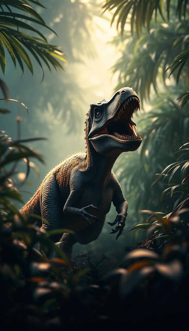 Feathered Raptor — Dinosaurs 4D phone wallpaper