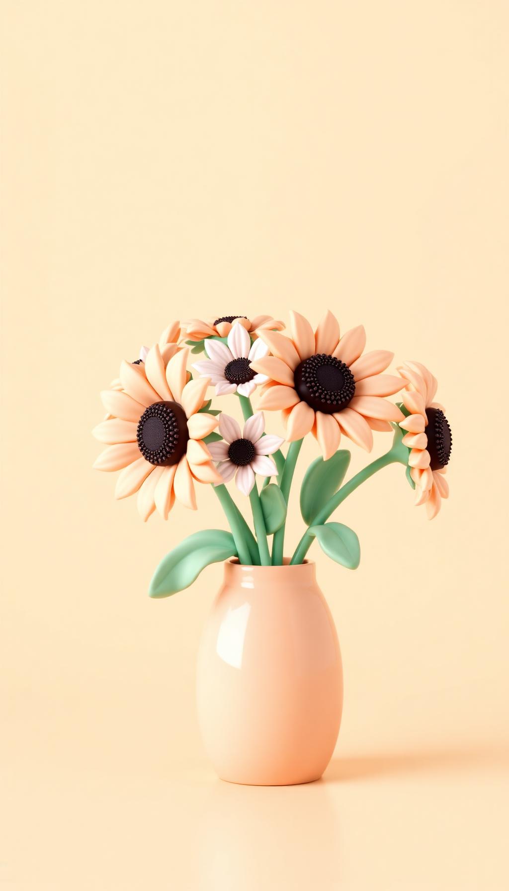 Clay Bouquet — Flowers 3D phone wallpaper