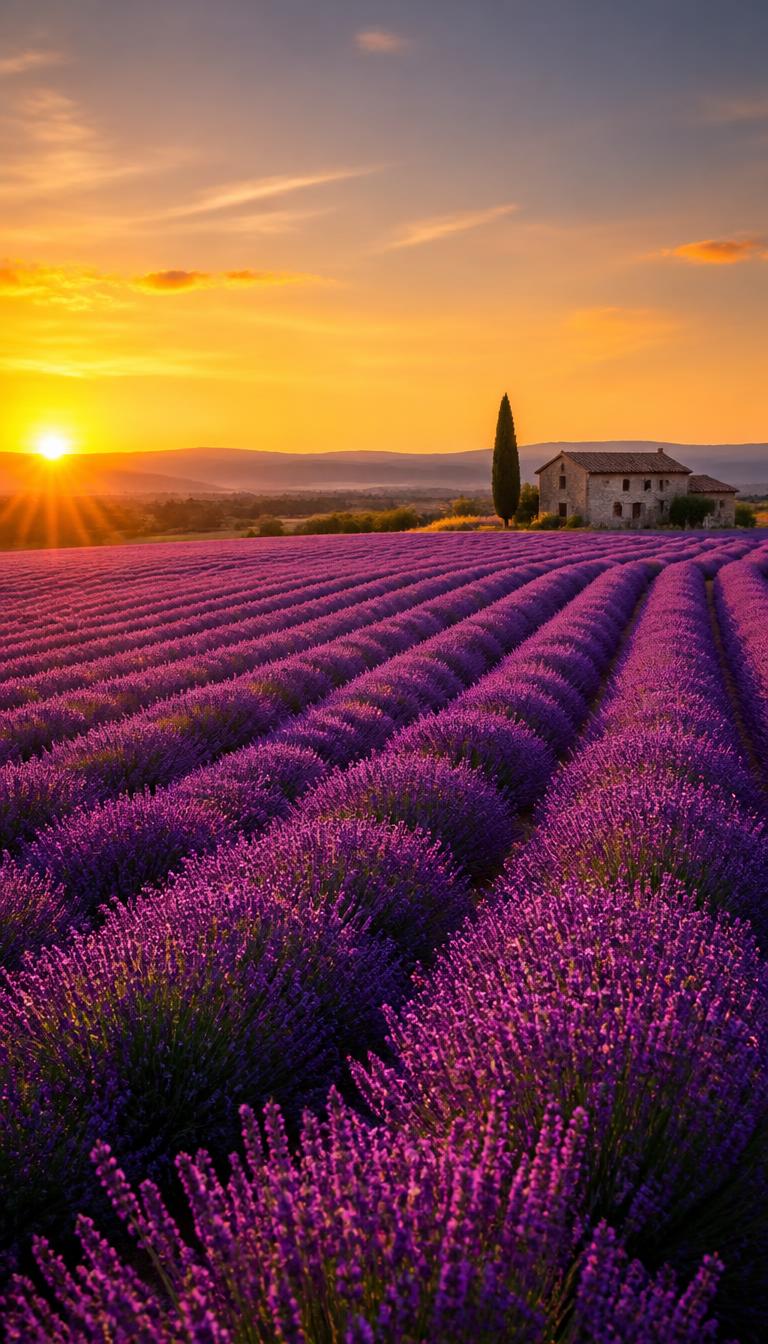 Lavender Rows — Flowers 3D phone wallpaper