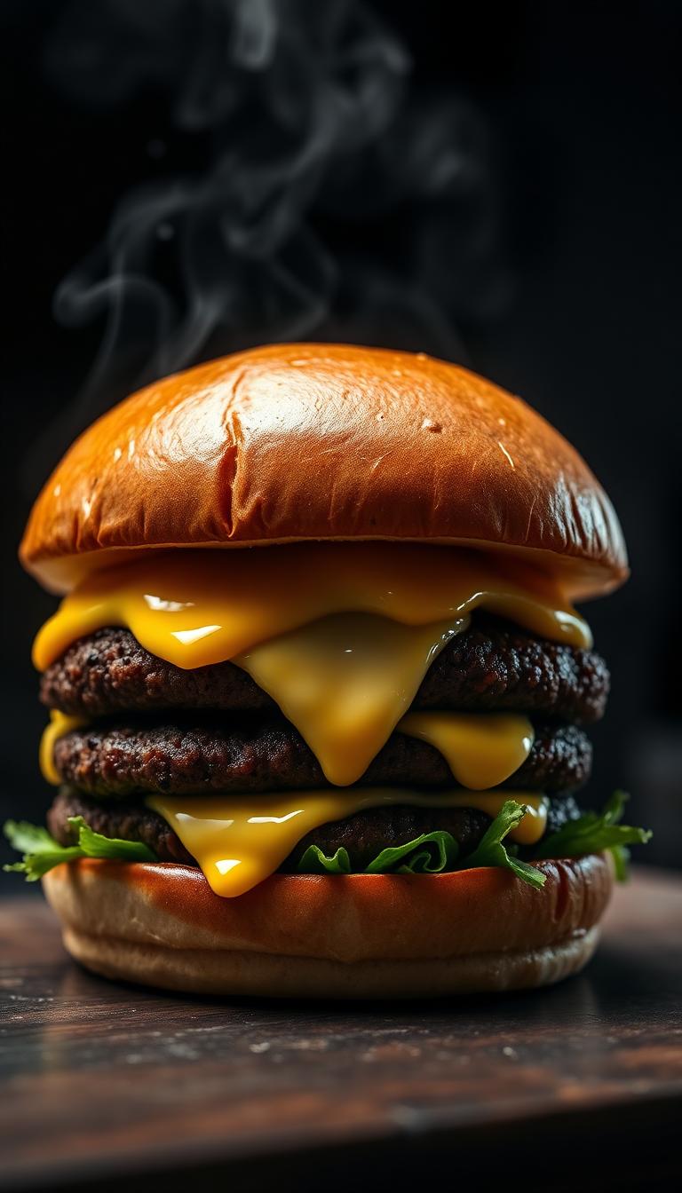 Melty Stack Burger — Food 4D phone wallpaper