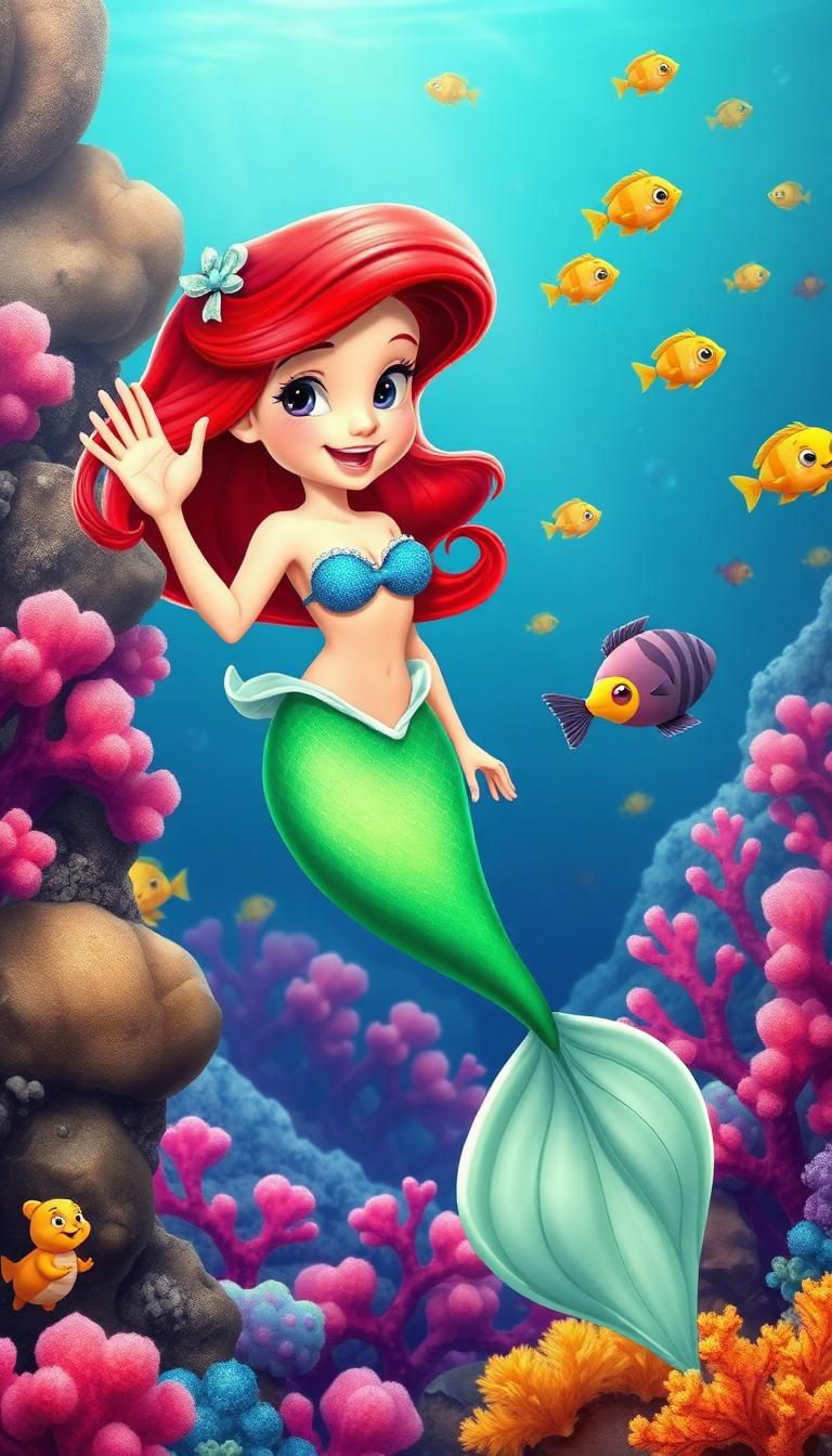 Coral Songstress (Toon) — Cartoon Storybook 2D phone wallpaper