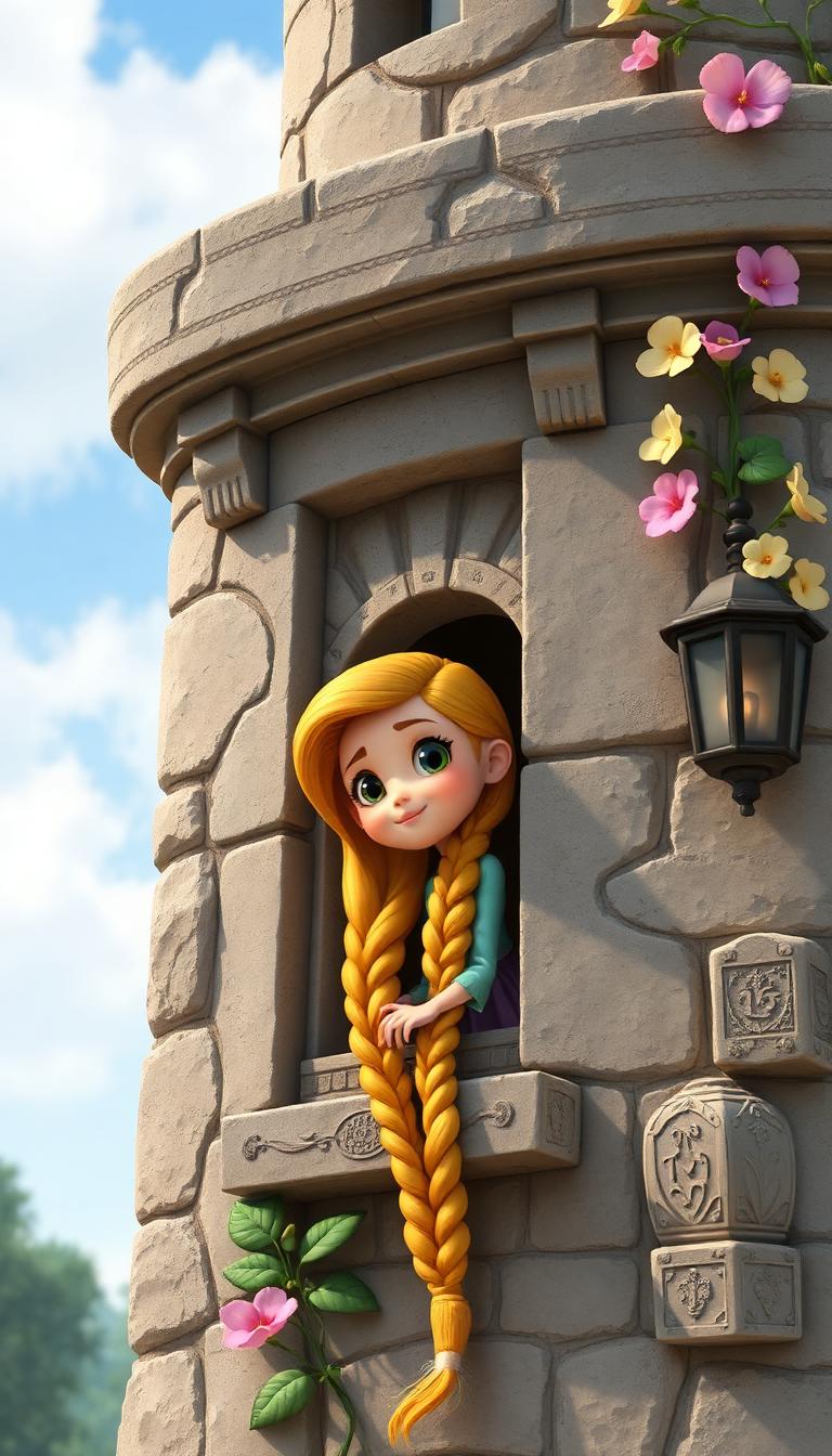 Golden Braid Tower (Toon) — Cartoon Storybook 2D phone wallpaper