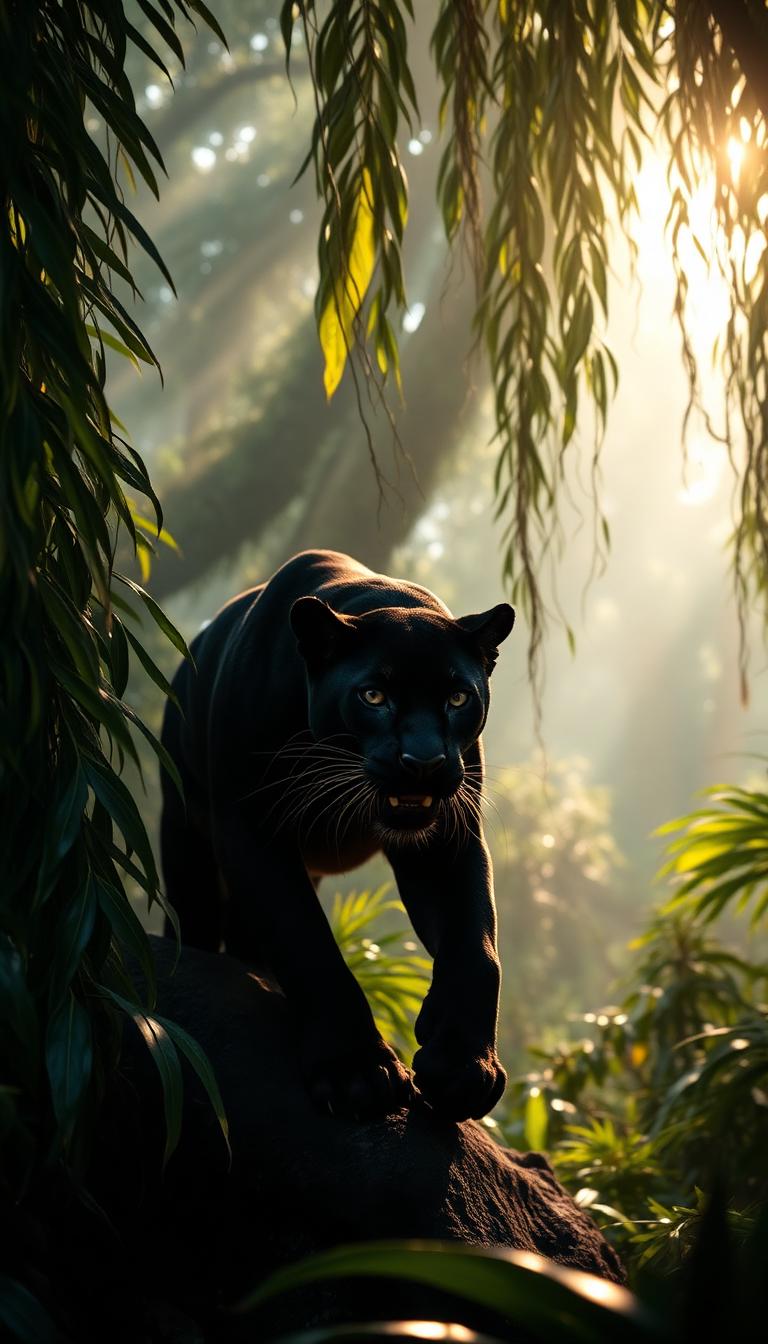 Jungle Shadow — Storybook 3D phone wallpaper