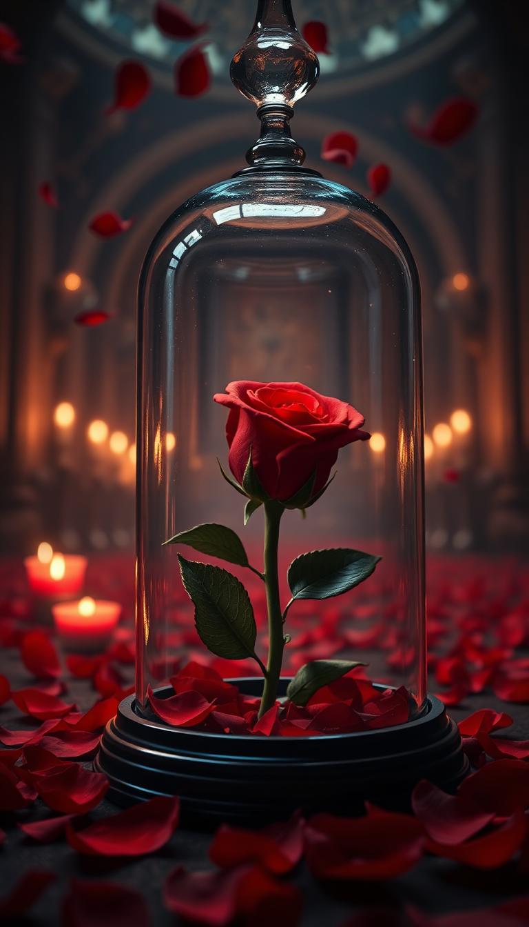 Enchanted Rose — Storybook 3D phone wallpaper