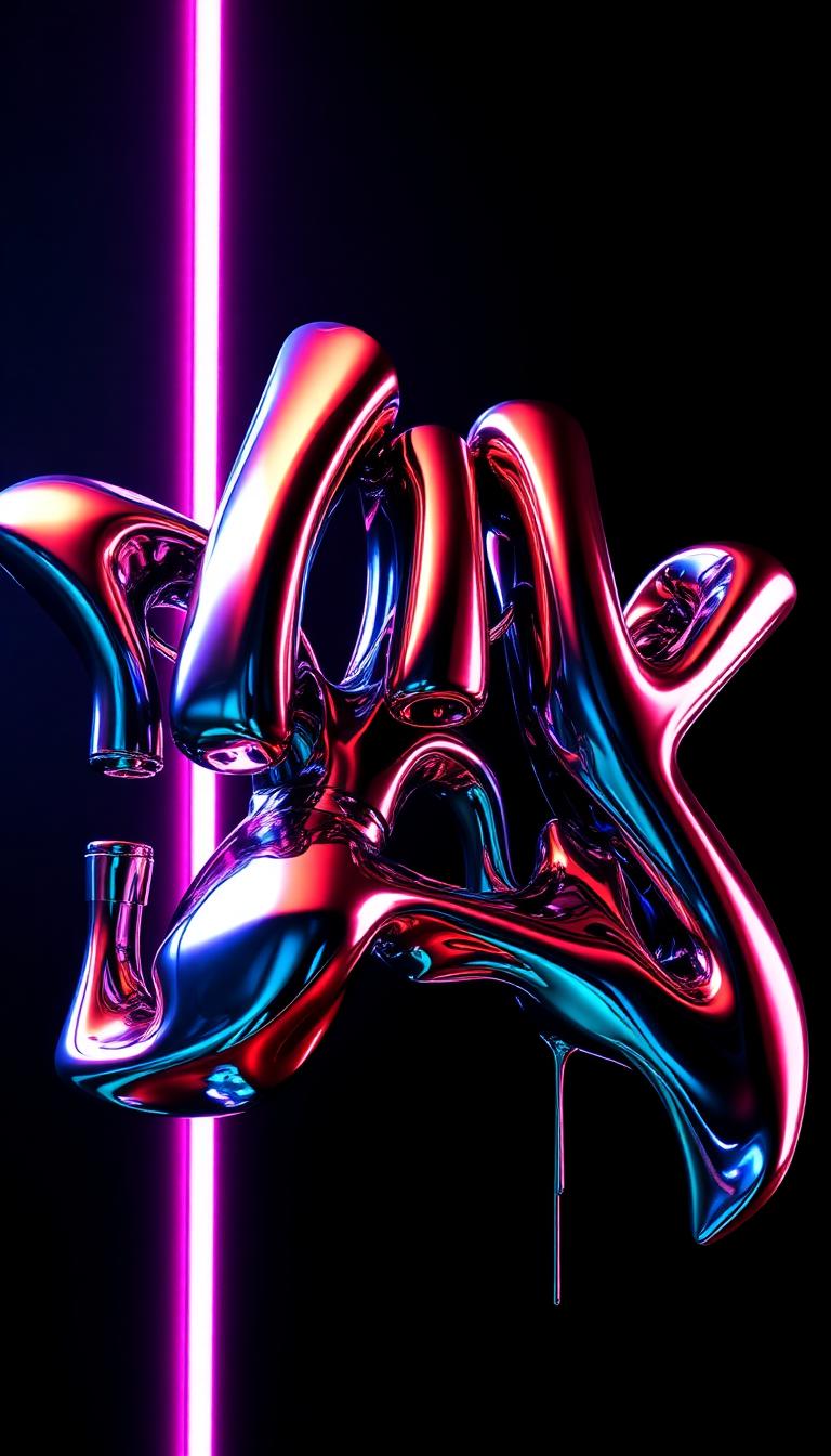 Chrome Throwup — Graffiti 4D phone wallpaper