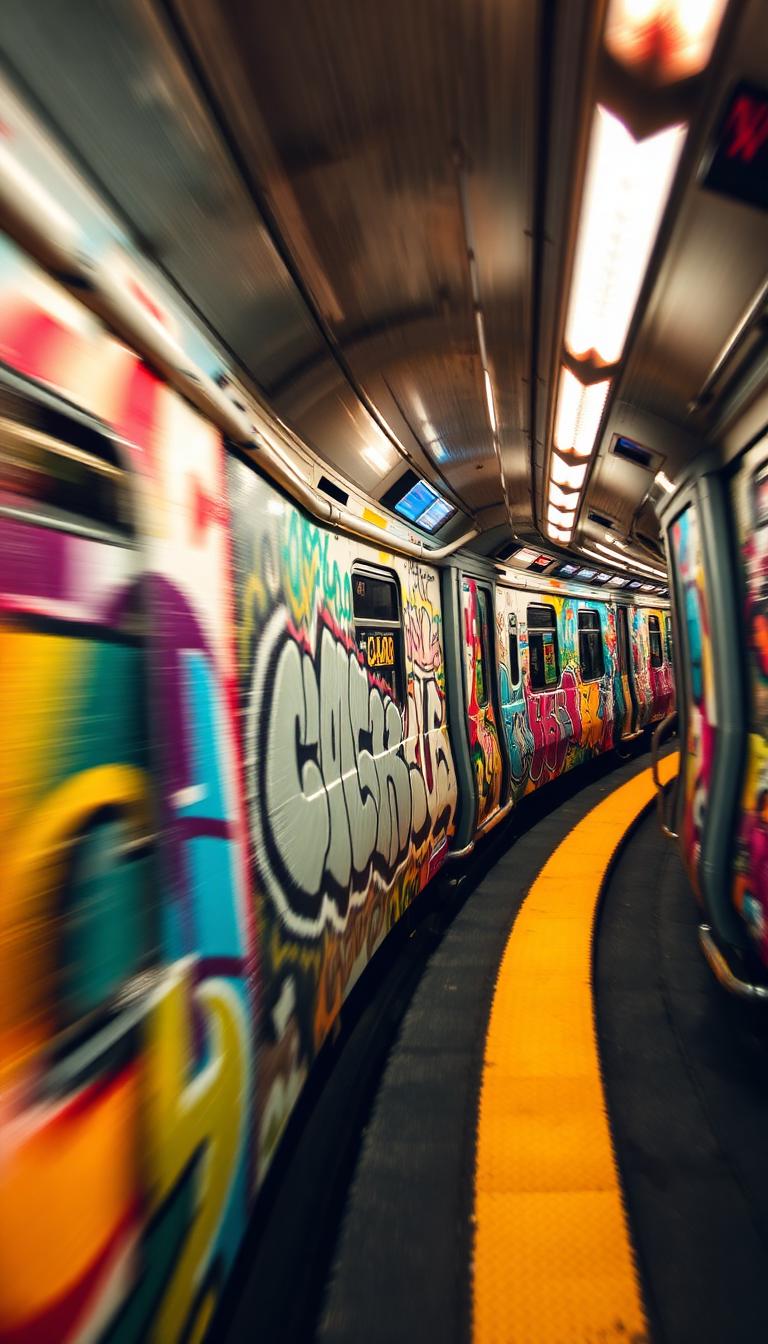 Tunnel Train — Graffiti 4D phone wallpaper