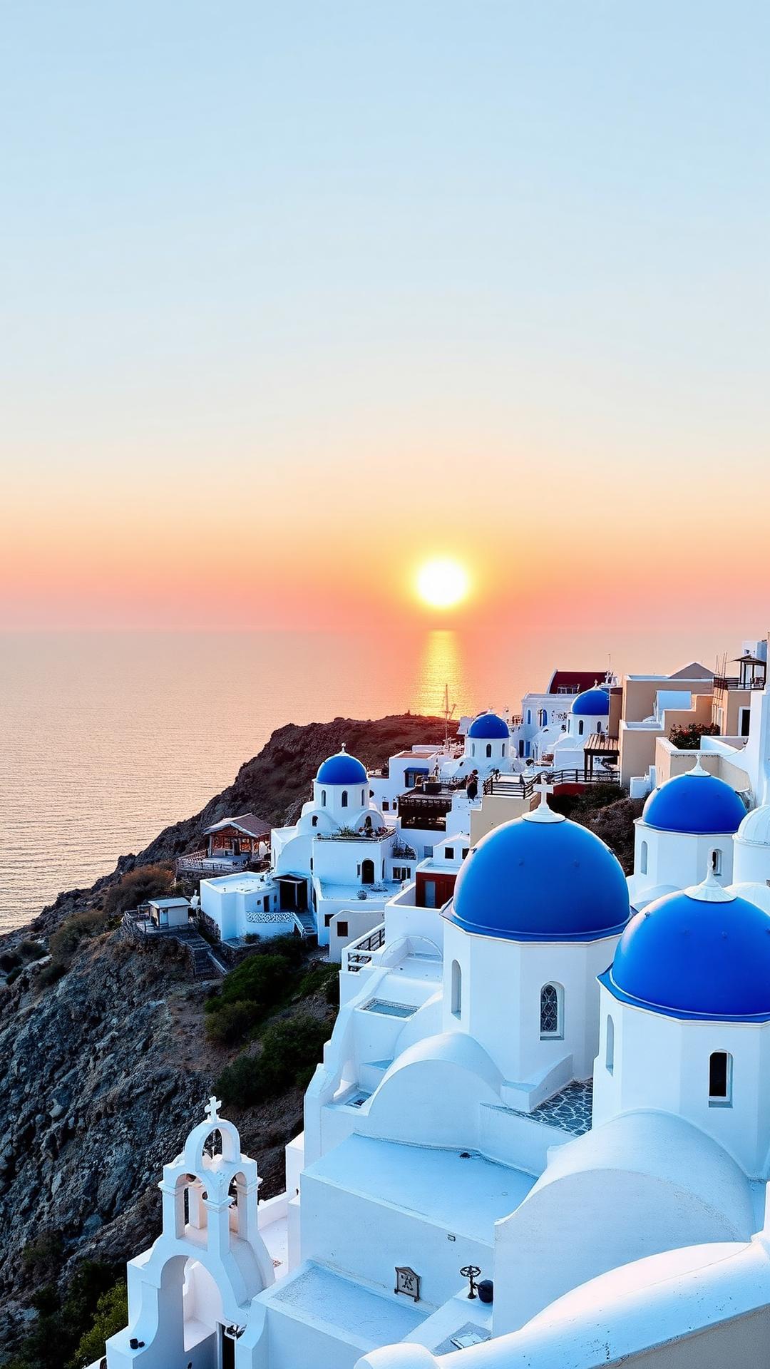 Santorini Sunset — Landmarks 3D phone wallpaper