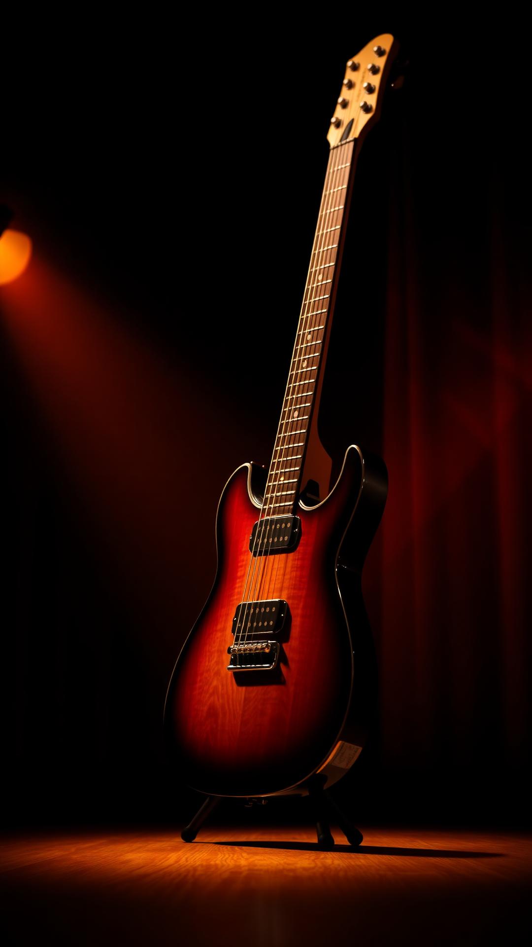 Sunburst Stage Guitar — Music 4D phone wallpaper