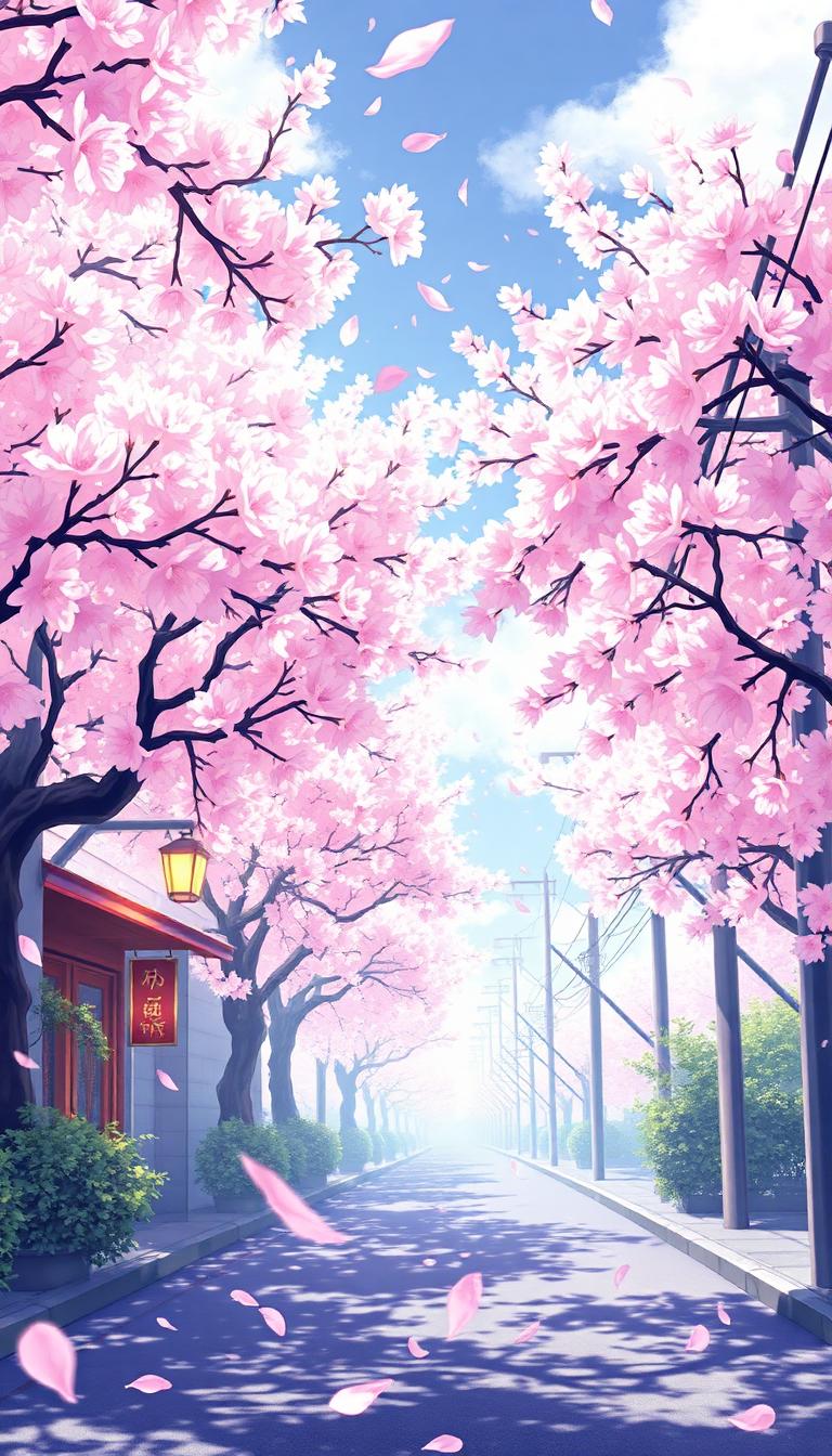 Sakura Street — Anime 4K phone wallpaper