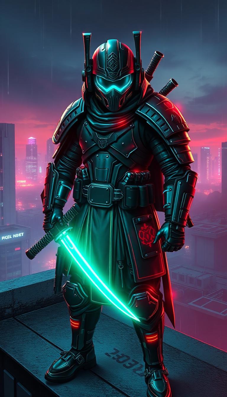 Neon Blade Watch — Cyberpunk 4K phone wallpaper