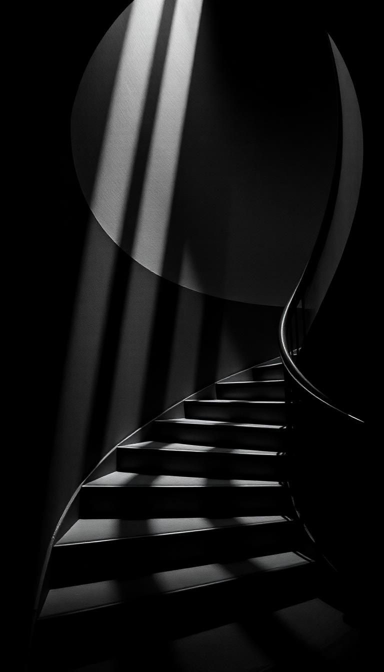 Stair Shadows — Noir 4K phone wallpaper