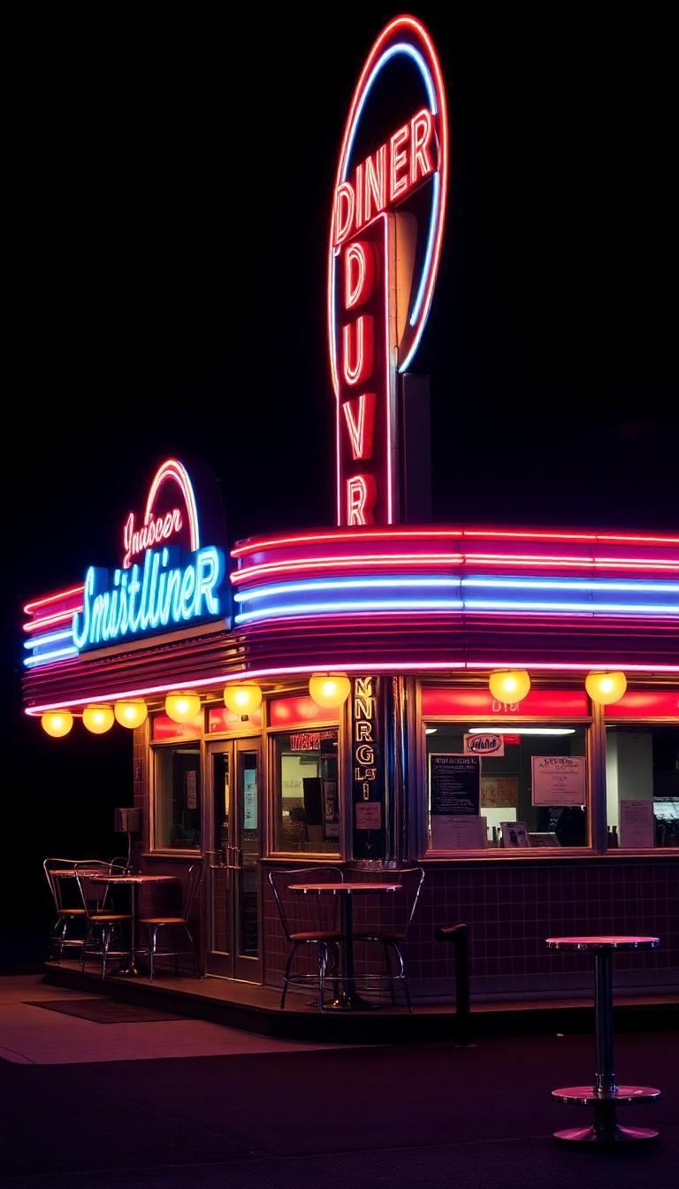 Diner Neon — Retro 4K phone wallpaper