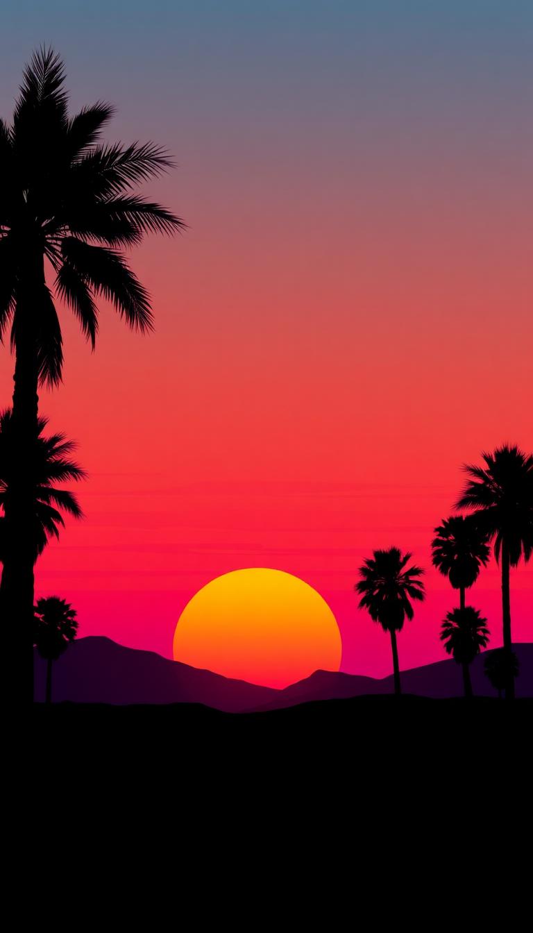 Synth Sunset — Retro 4D phone wallpaper