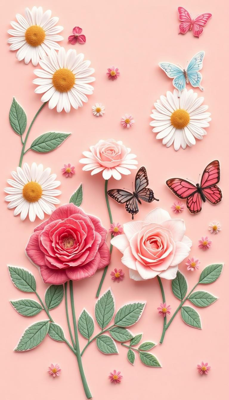Pressed Flower Stickers — Stickers 3D phone wallpaper