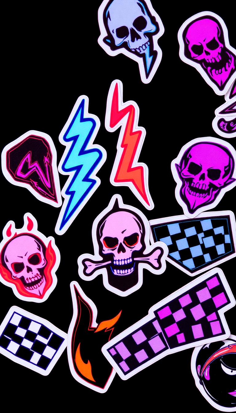 Neon Skate Stickers — Stickers 3D phone wallpaper
