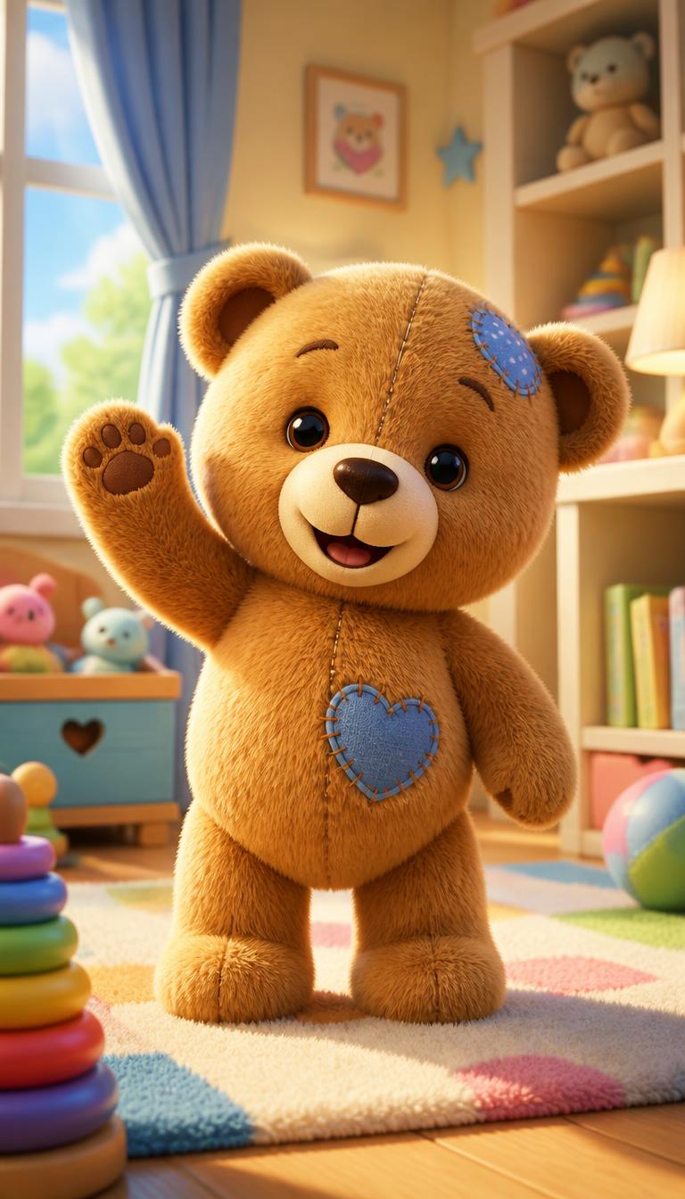 Patchwork Teddy — Toy Friends 3D phone wallpaper