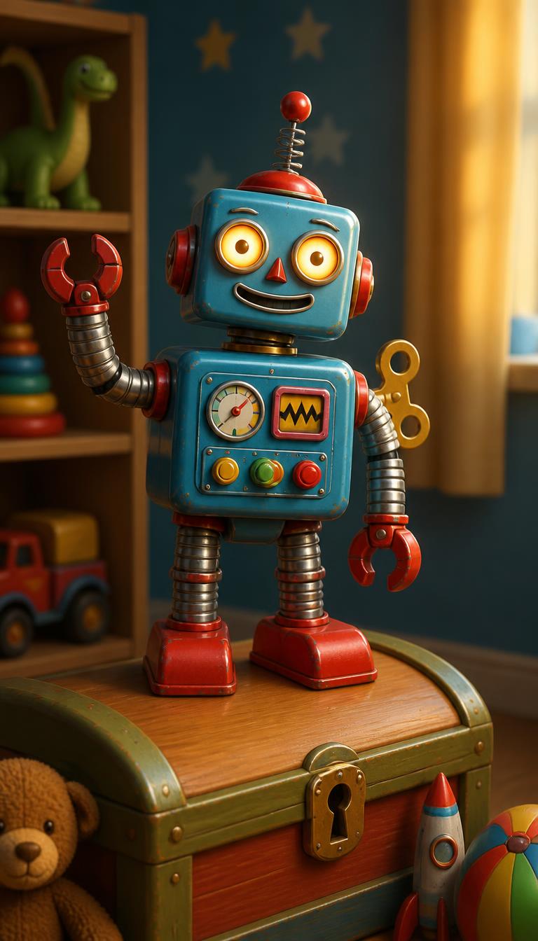 Wind-Up Robot — Toy Friends 4D phone wallpaper