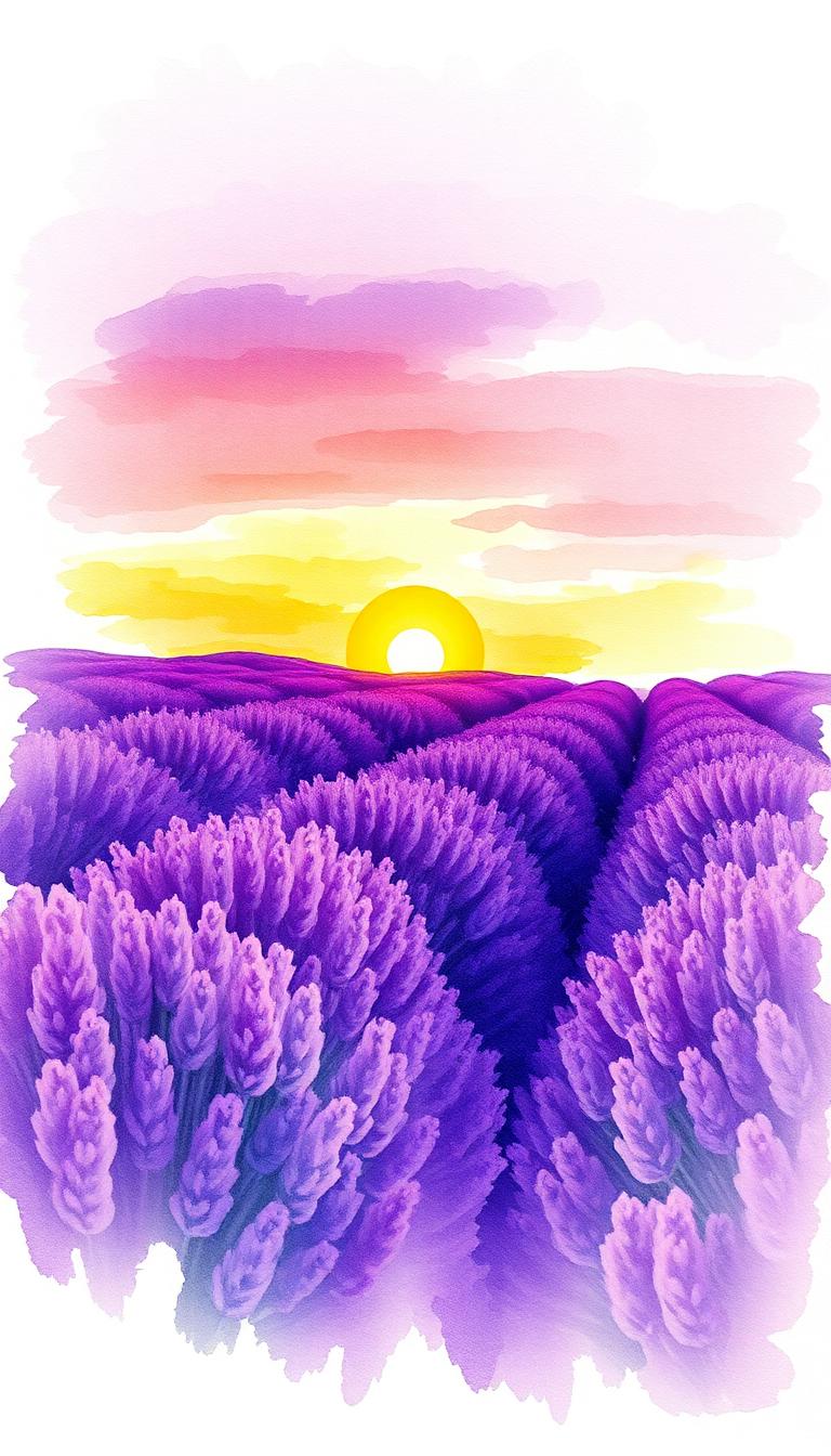 Lavender Sunset — Watercolour 4D phone wallpaper